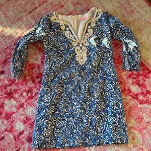 Lilly Pulitzer Blue and White Swirl Dress